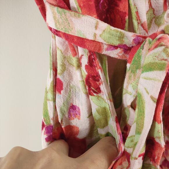Maison Tara Linen Rayon Blend Floral Dress, Size 4 - Picture 8 of 9